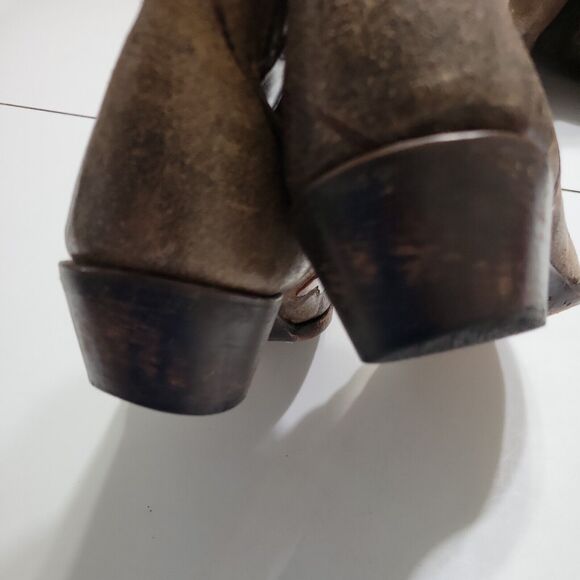 Johnny Ringo Women 8 1/2 B Riding Boot Brown Pink Point Toe Mid Calf Leather - Picture 8 of 15